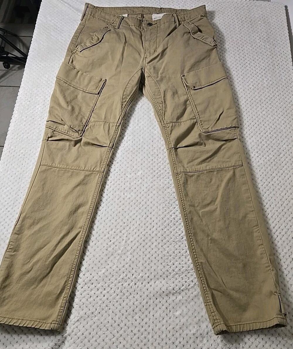 Levi Strauss Signature Mens Cargo Pants 36x32 Khaki Tan Utility Workwear #0340